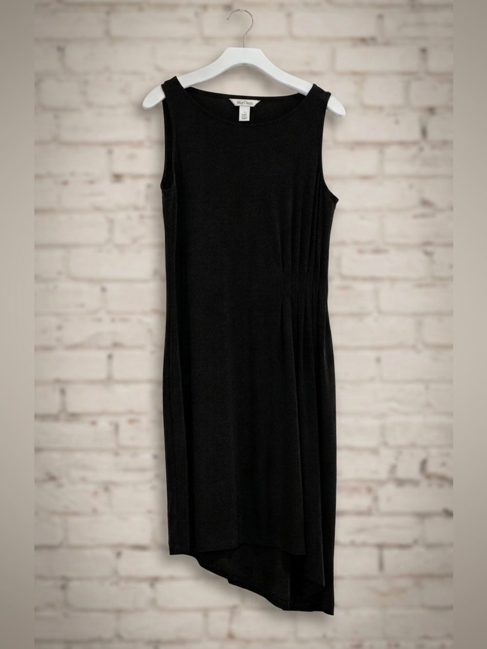 White House Black Market Black Sleeveless Asymmetrical Midi Dress